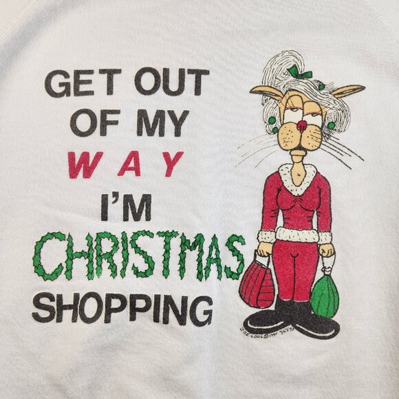 VTG 90's Funny Christmas Cat Sweatshirt Extra Large Crewneck Sweater Grannycore - Picture 3 of 11